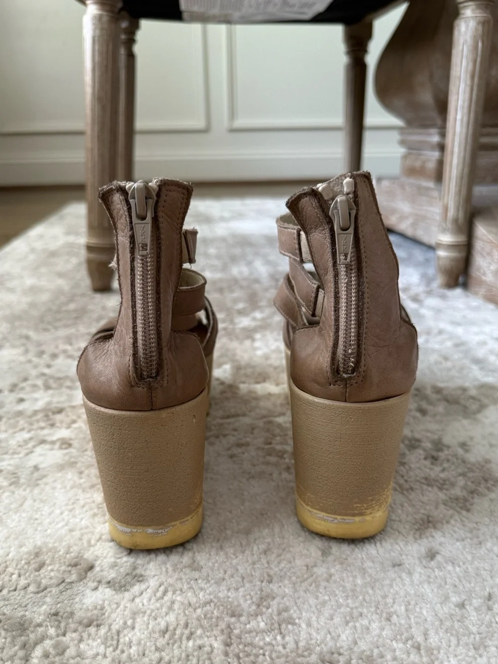 Made in Italy Tan Leather Wedges